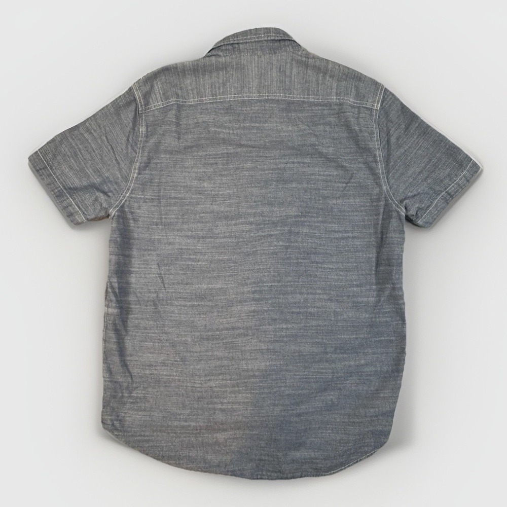 Woolrich Shirt Men's Medium Gray Chambray Contrast Stitch Button Up Cotton - Picture 2 of 8